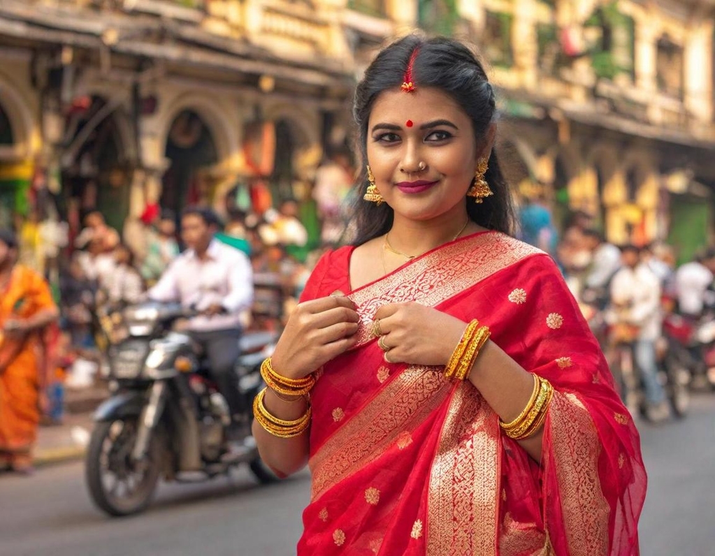  Red & White Sarees for Durga Puja 